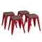 Flash Furniture 18" Backless Table Height Stool with Wooden Seat, Stackable Red Metal Indoor Dining Stool, Commercial Grade - Set of 4